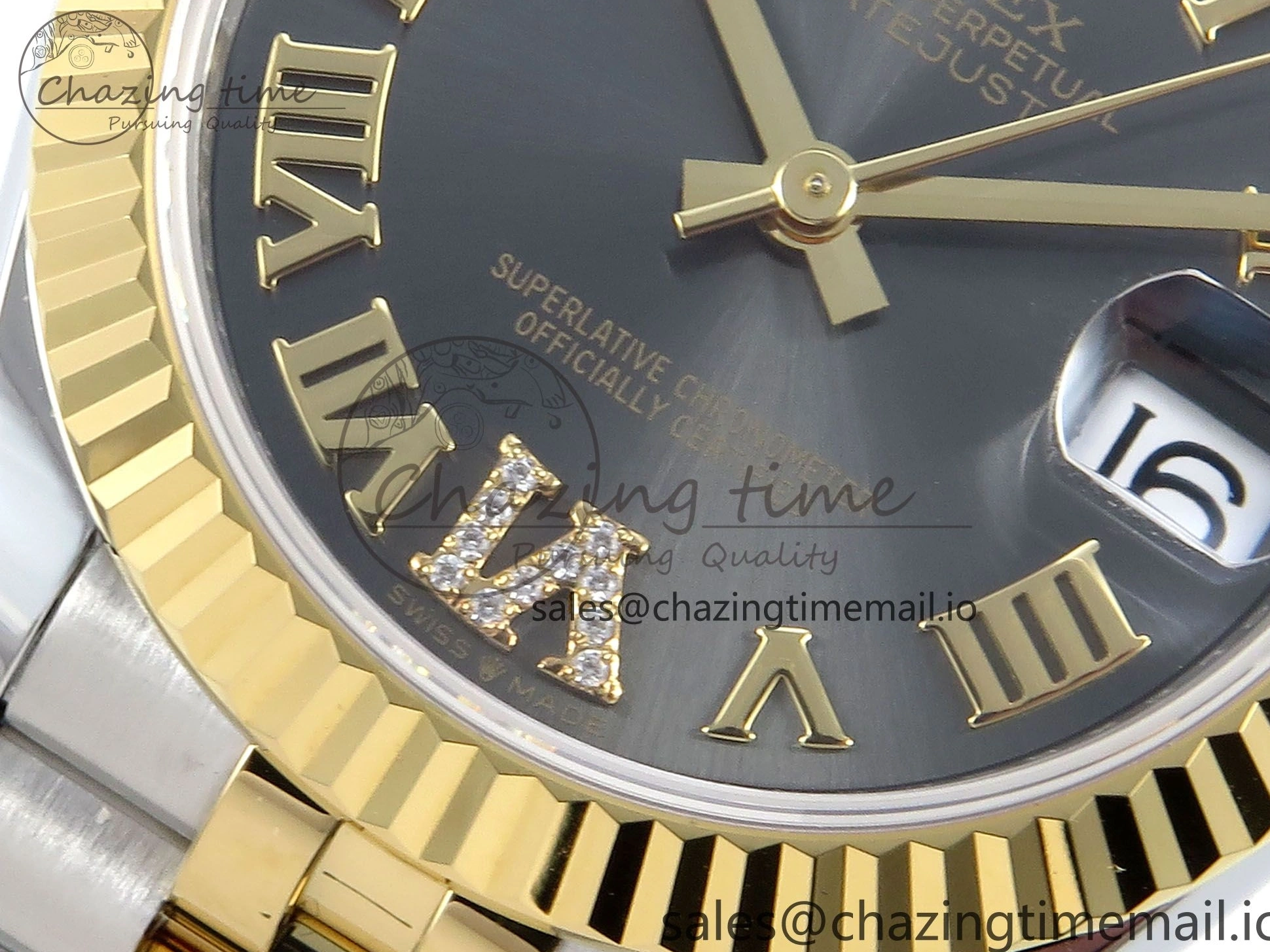 0228 DateJust 31 278273 ARF 1:1 Best Edition 904L Steel Gray Roman Diamonds Dial on SS YG Jubilee Bracelet ETA Comfortable 564